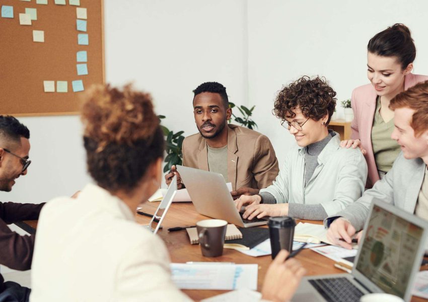 Group of people collaborating together